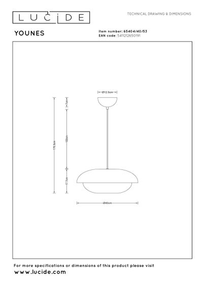 Lucide YOUNES - Pendant light - Ø 40 cm - 1xE27 - Orange
